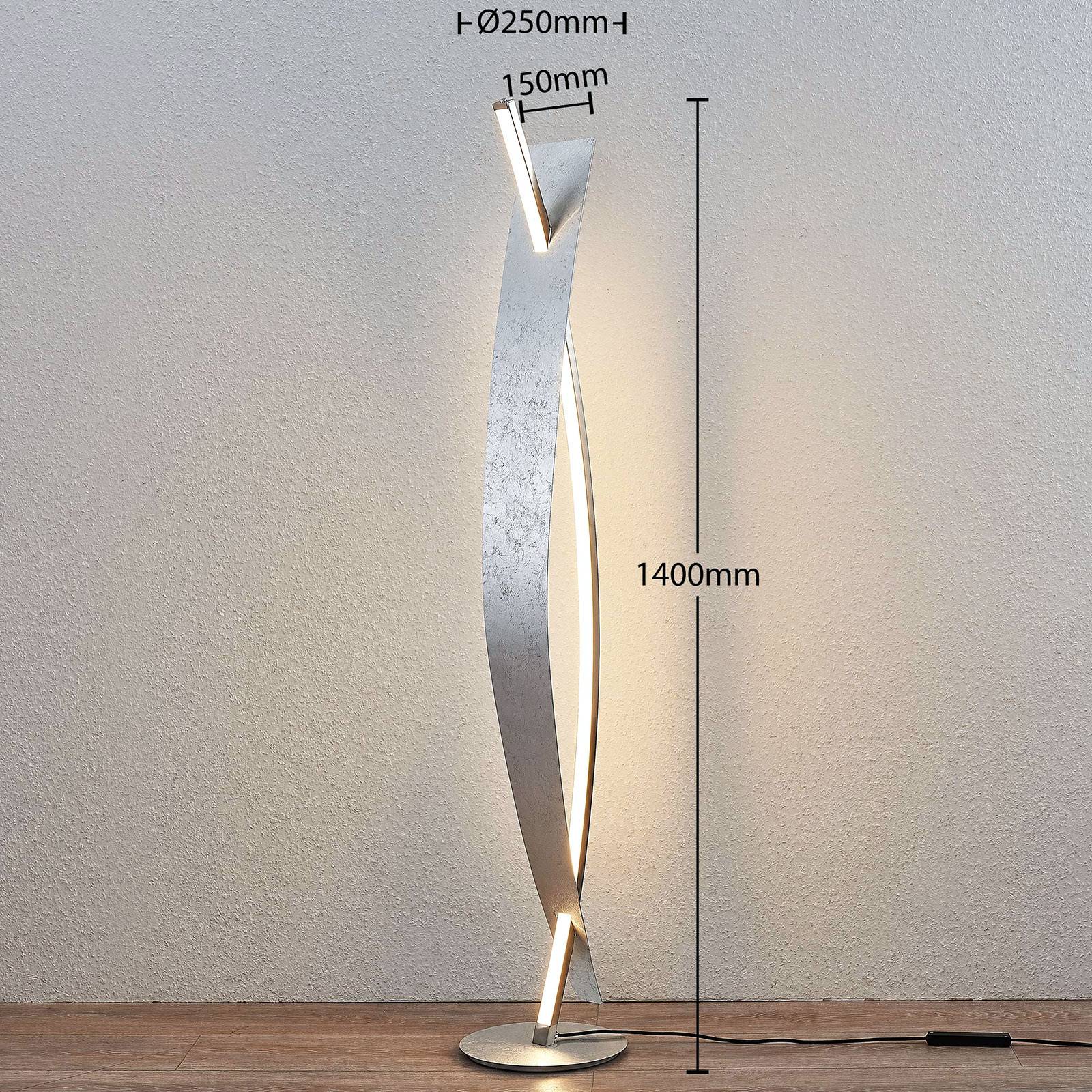 Lampa stojąca LED Lucande Marija, kolor srebrny, metal, 140 cm