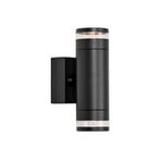 Luno LED outdoor wall lamp, black, 2-bulb, IP65, dimmable.