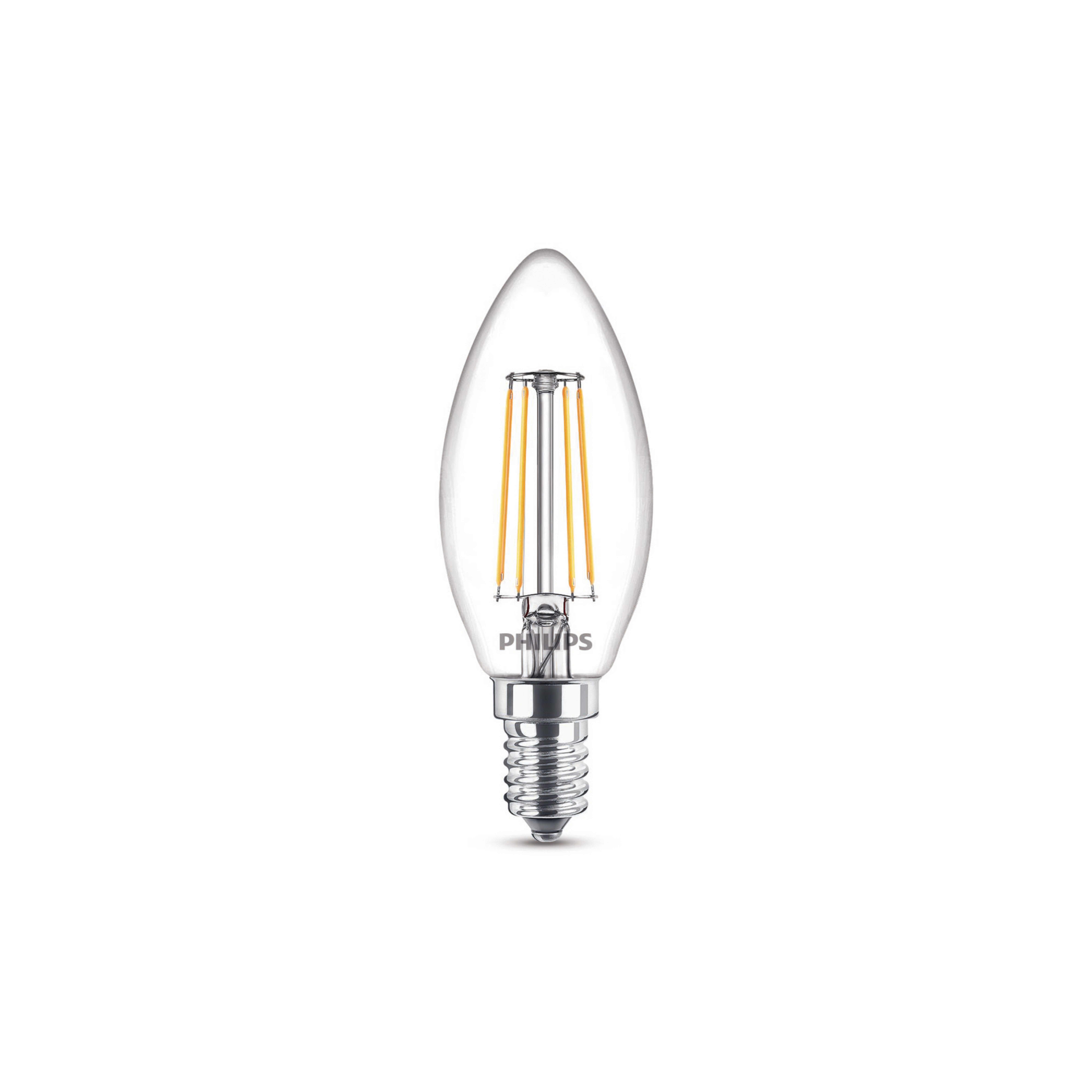 Philips LED-kerte filament E14 4,3 W 2.700 K 2 stk