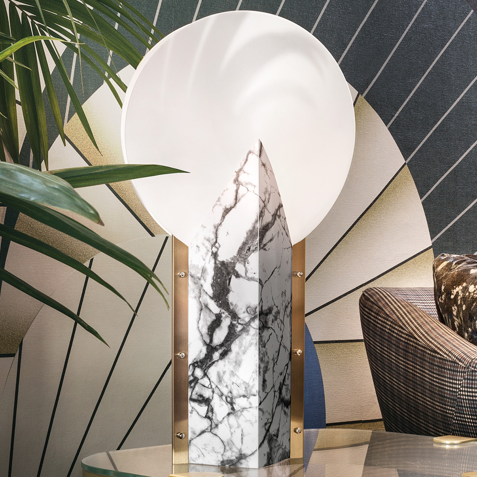 Slamp Moon 25th Anniversary table lamp white, for Living / Dining Room, aluminium, Opalflex®, E27, 10 W, energy efficiency: A++, L: 30 cm, W: 14 cm, H: 57 cm