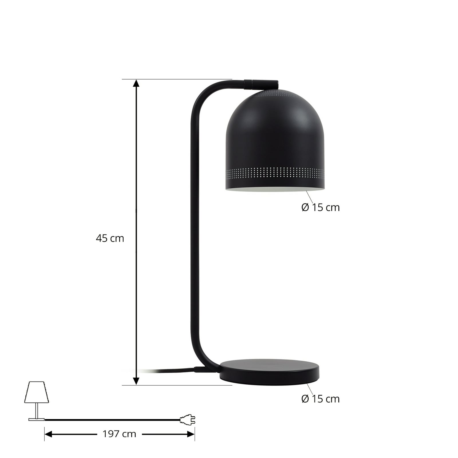 Oura bordlampe, svart, høyde 45 cm, jern, E14 - Nola