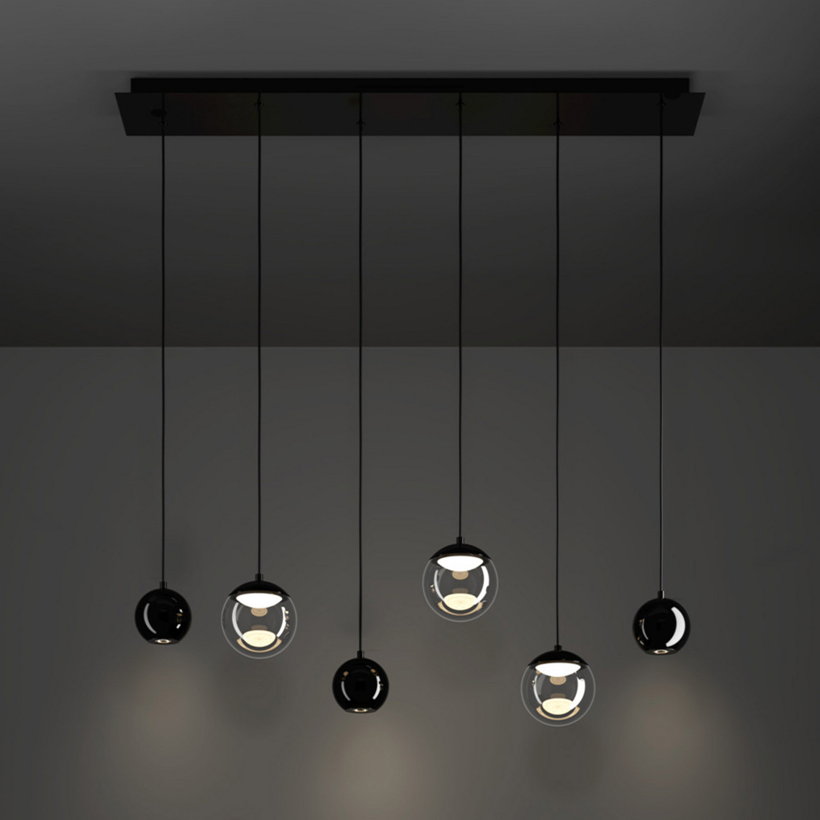 Lampada LED a sospensione Stars of Light ANORIAS, nera, 100 cm, a 6 luci Lampada LED a sospensione Stars of Light ANORIAS, nera, 100 cm, a 6 luci