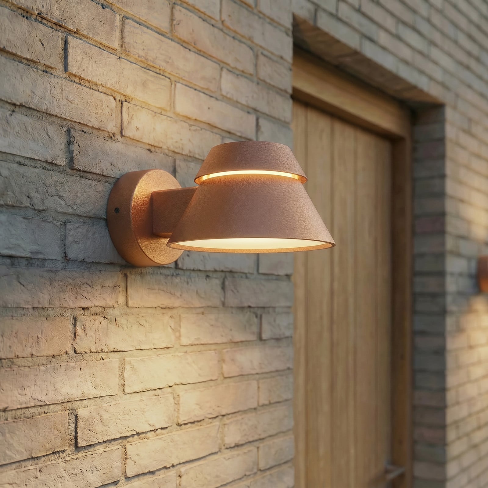 Moena udendørs LED-væglampe, IP44, aluminium, glas, brun Lucande - Moderne - Med én lyskilde