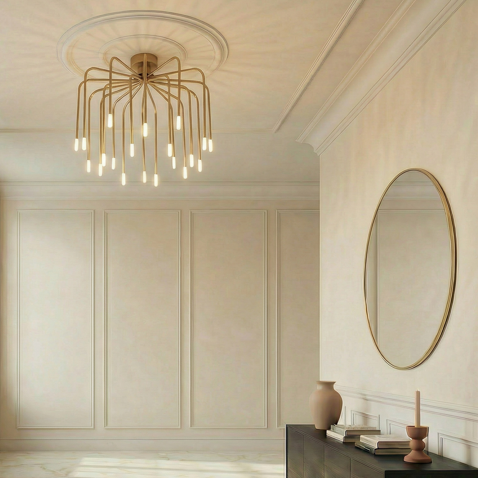 Lucande LED-Deckenlampe Ariadne, Ø 57cm, gold matt, 20-flg. Lucande LED-Deckenlampe Ariadne, Ø 57cm, gold matt, 20-flg.