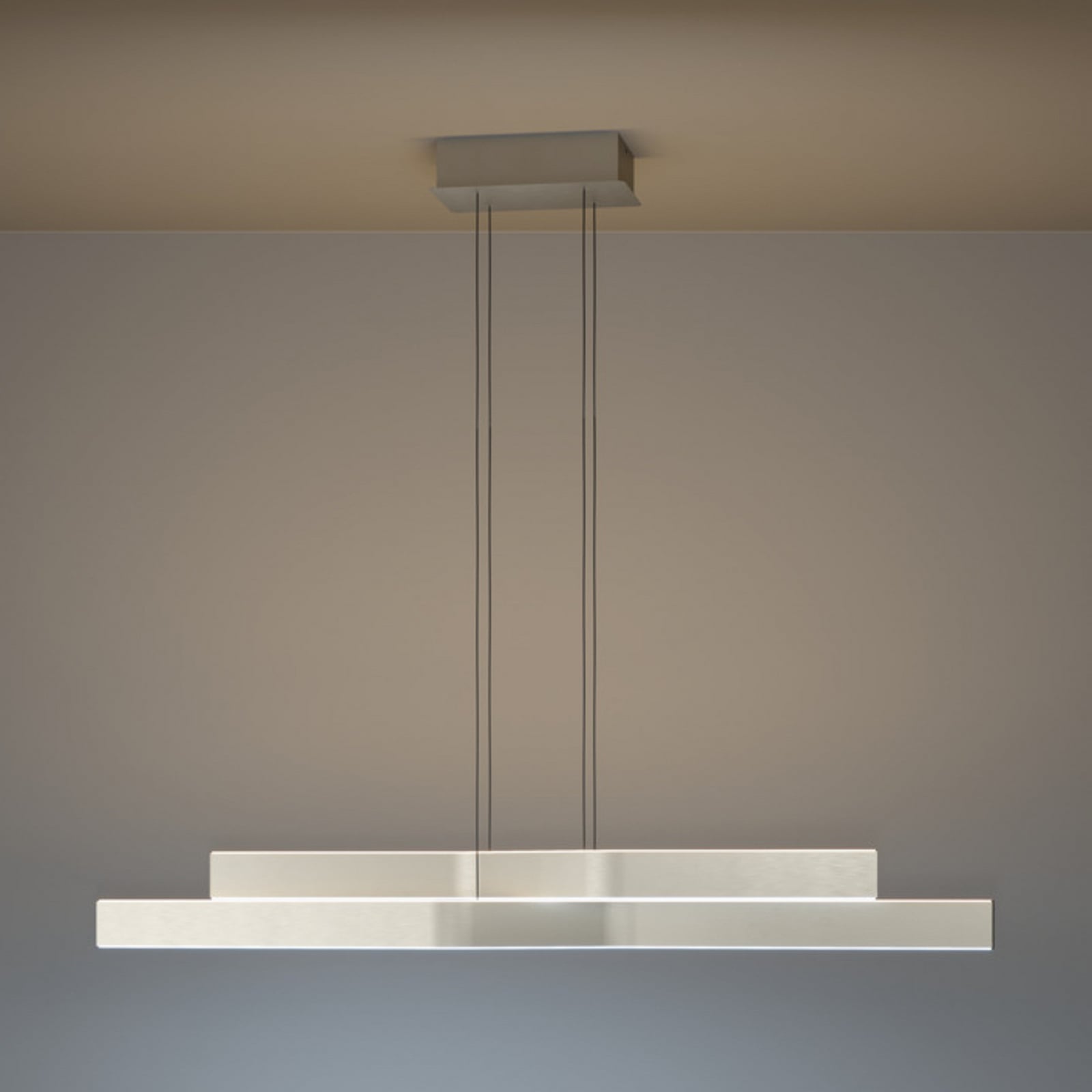 EGLO LED hanglamp PLAYITAS, nikkel, 120 cm, 2-lamps, CCT EGLO LED hanglamp PLAYITAS, nikkel, 120 cm, 2-lamps, CCT