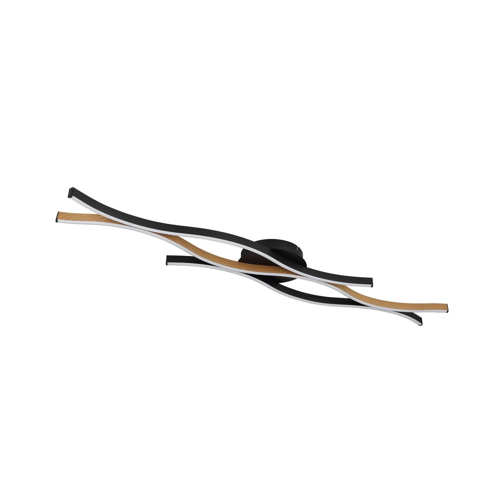 LED-Deckenlampe Geronimo, Länge 108 cm, schwarz/Holzoptik