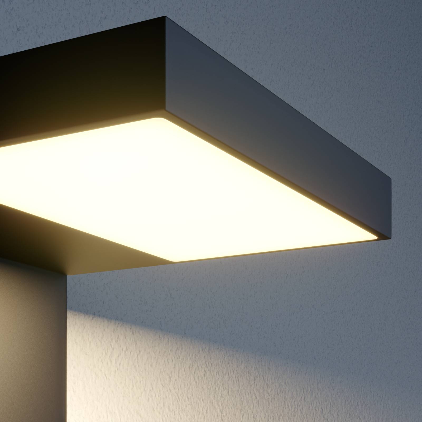 Kinkiet zewnętrzny LED Lucande Silvan, antracytowy, z czujnikiem, IP54