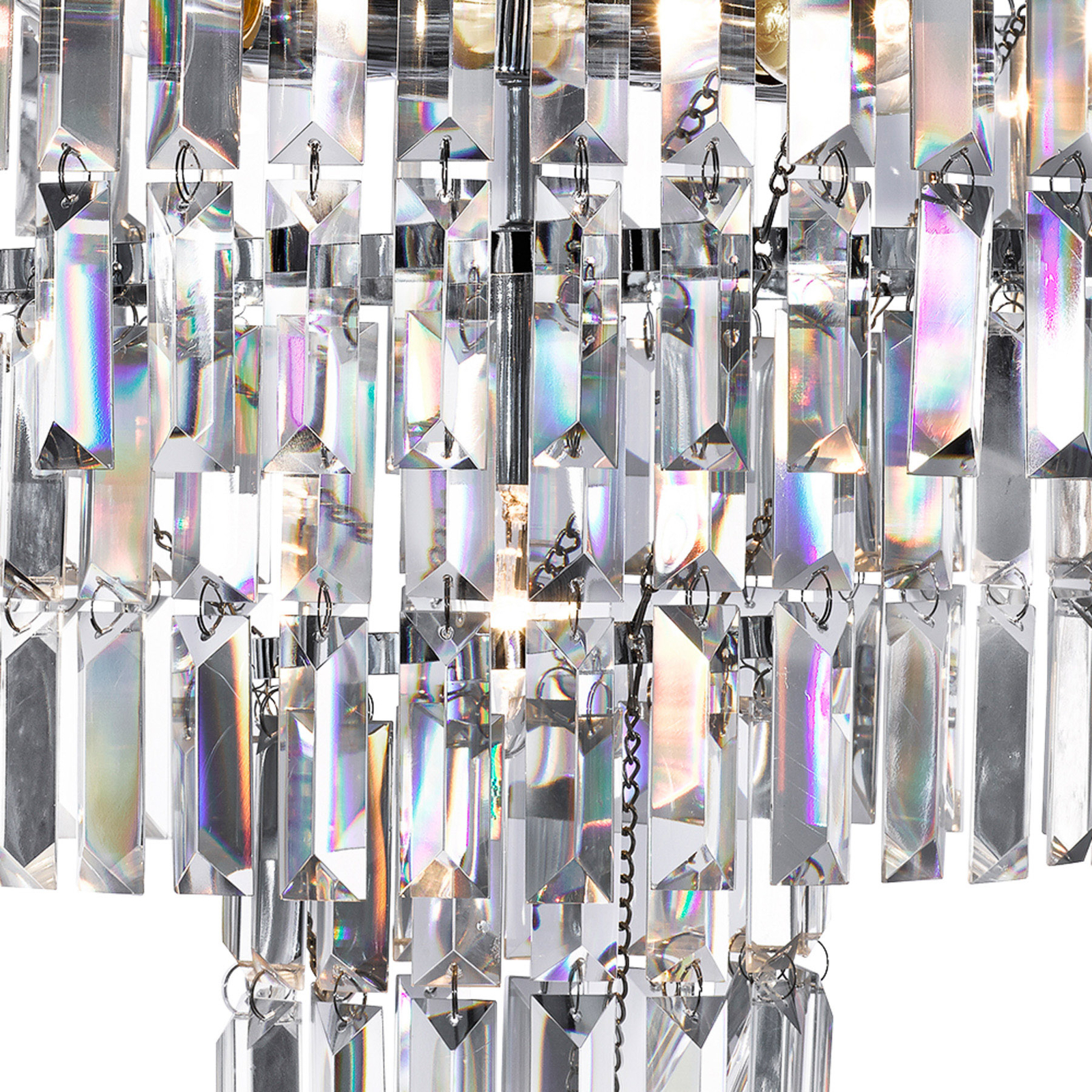 Lámpara de araña Empire con prismas de cristal