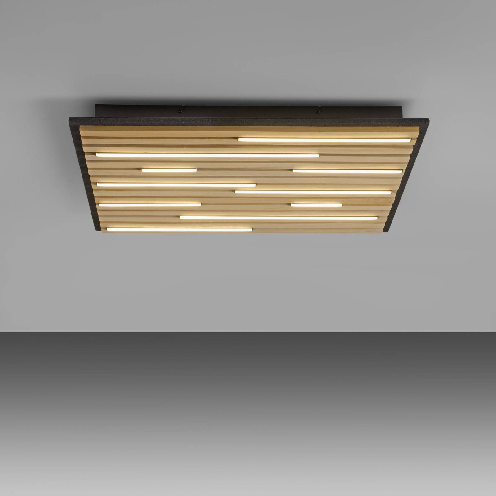 Paul Neuhaus Inteligentna lampa sufitowa LED Q-Acoustic drewno 62 x 62 cm