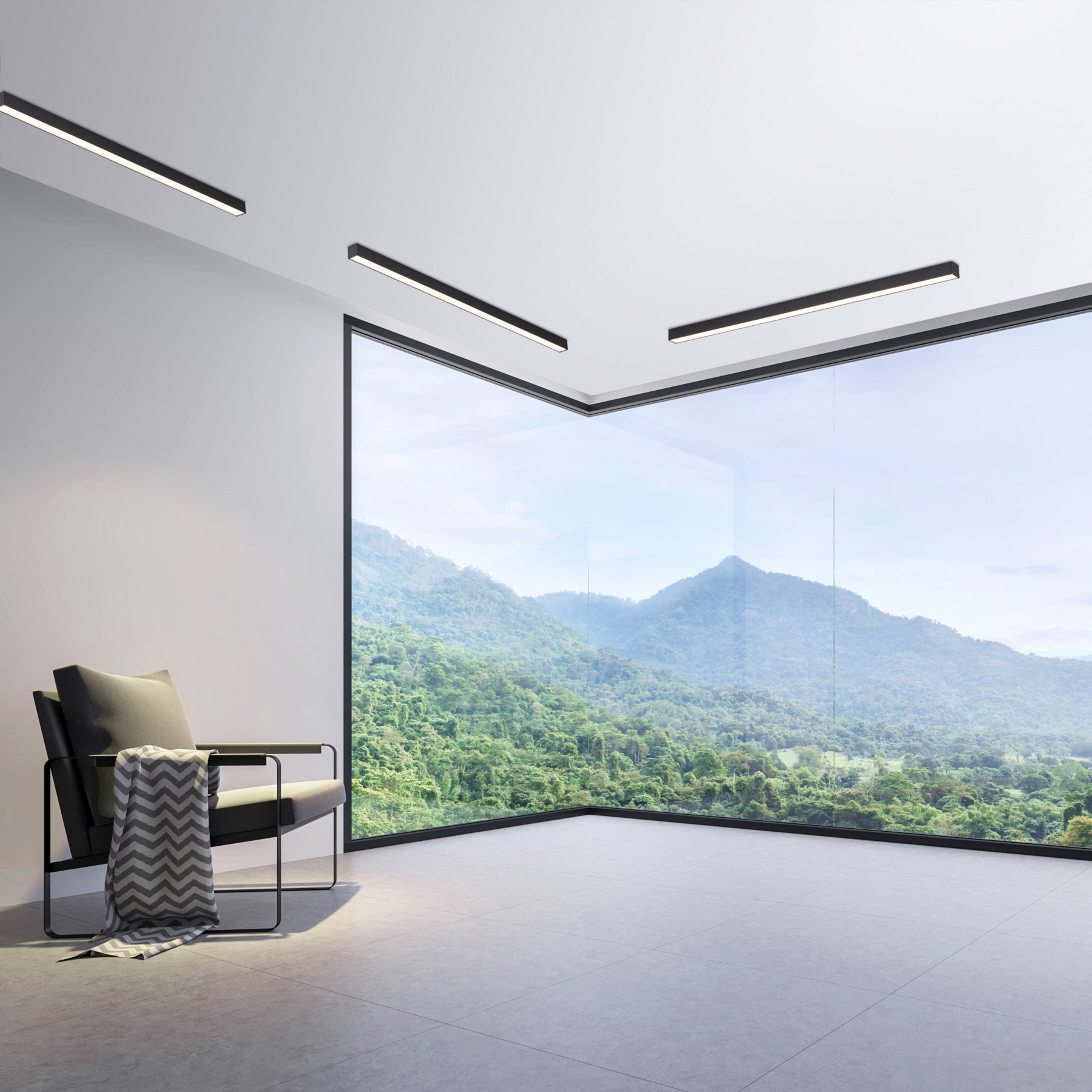 Lines Straight LED-Deckenlampe, graphite, 110 cm, CCT - PURE