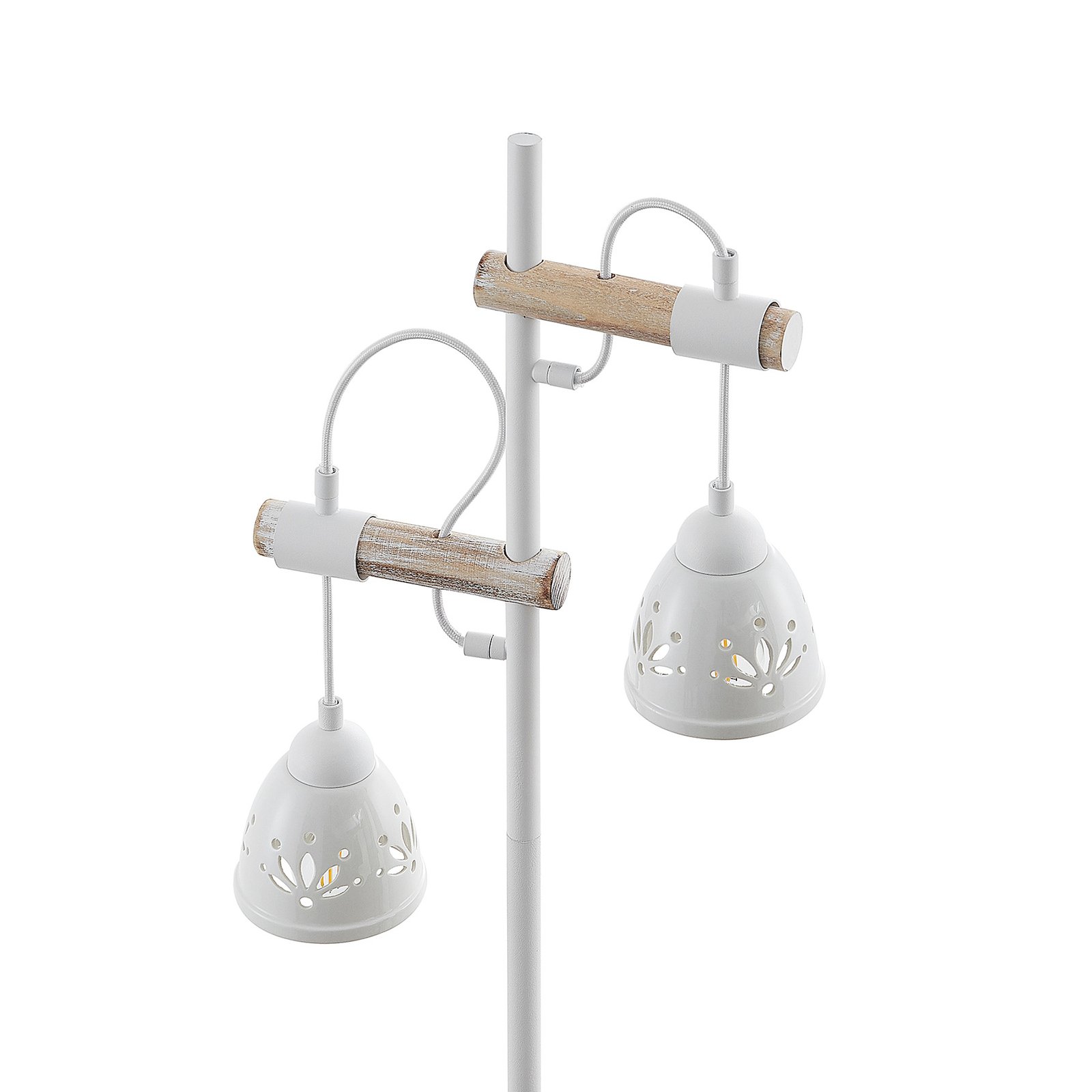 Lindby Pimana vloerlamp met twee keramiekkappen