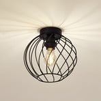 Lindby plafondlamp Danika, Ø 25 cm, zwart, metaal