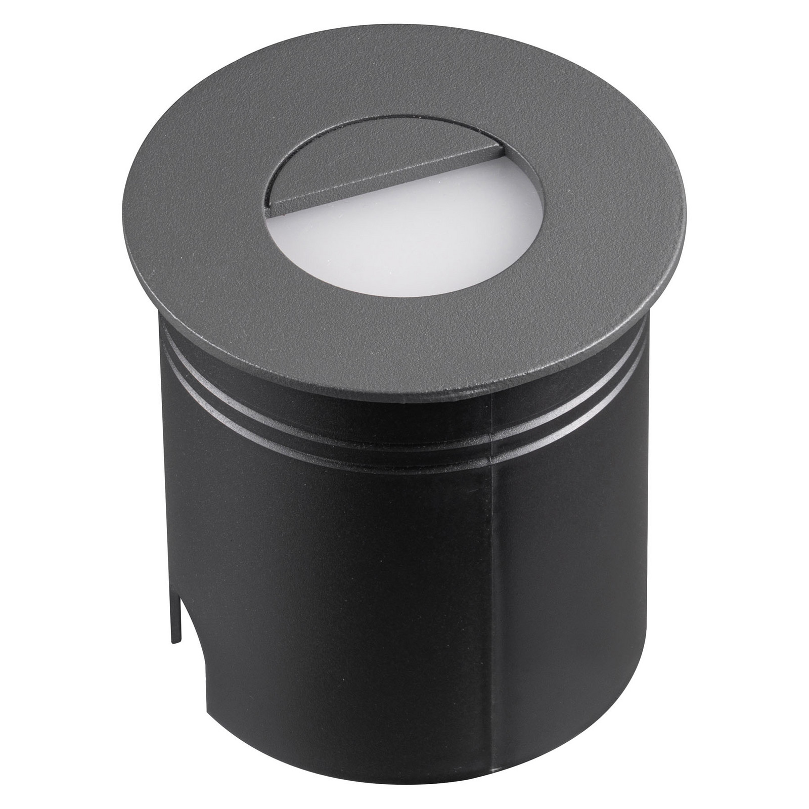 Luz LED embutida Aspen com difusor, redonda, cinzenta