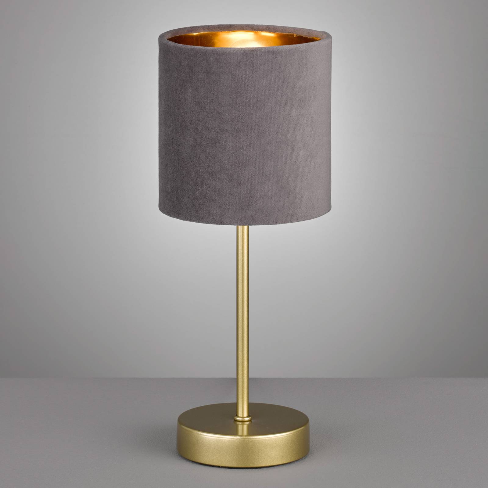 FISCHER & HONSEL Stolní lampa Aura, zlatá, stínidlo šedá/zlatá