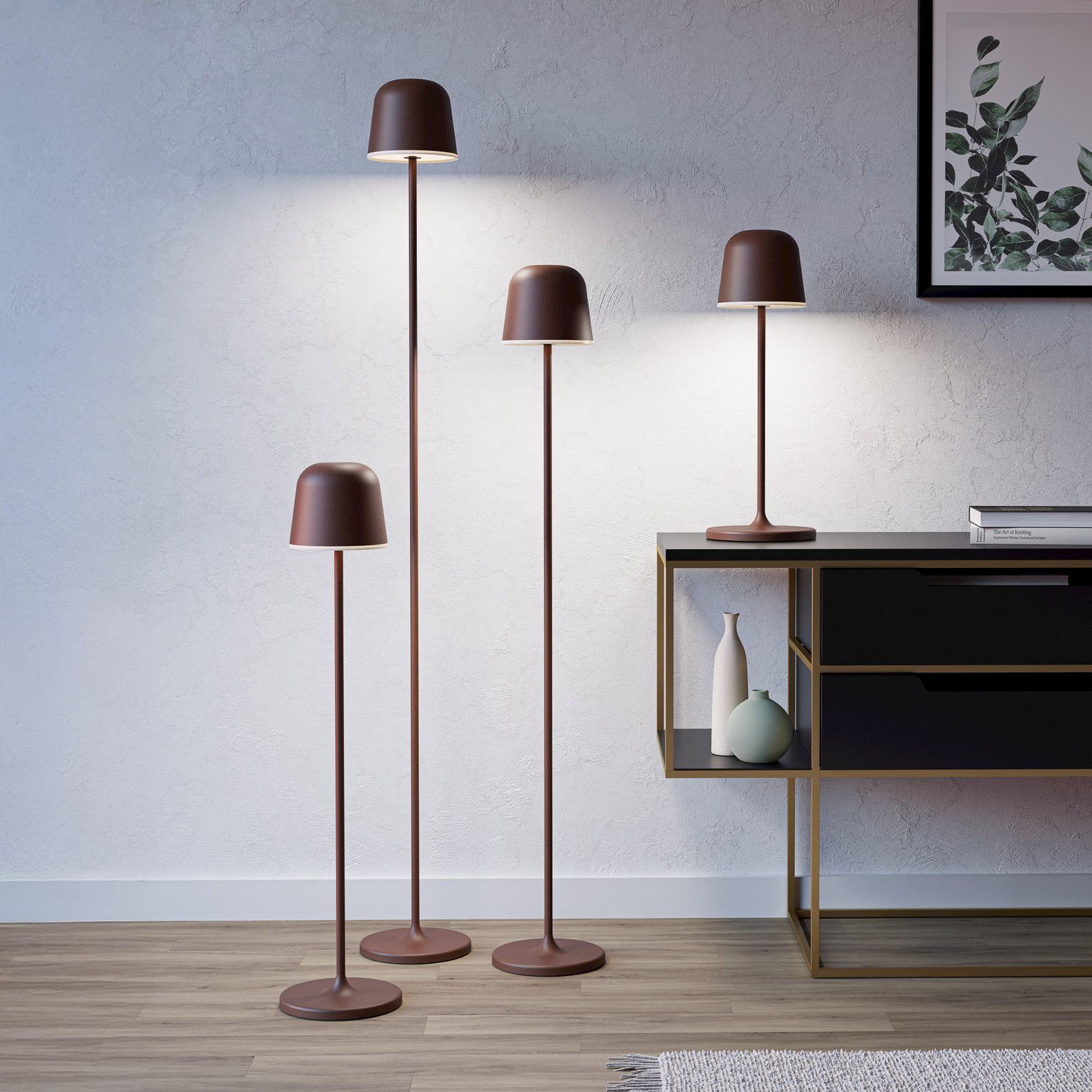 Mannera-L LED vrtna svjetiljka na baterije, boje hrđe, visina 140 cm