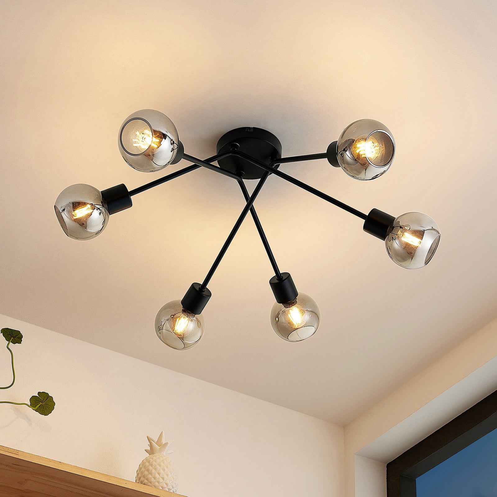 Lioma 6 Plafond Black Lindby - Vardagsrum - Modern - Metall - Med flera ljusk&auml;llor