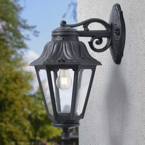 Bisso utendørs LED-vegglampe svart lykt nede