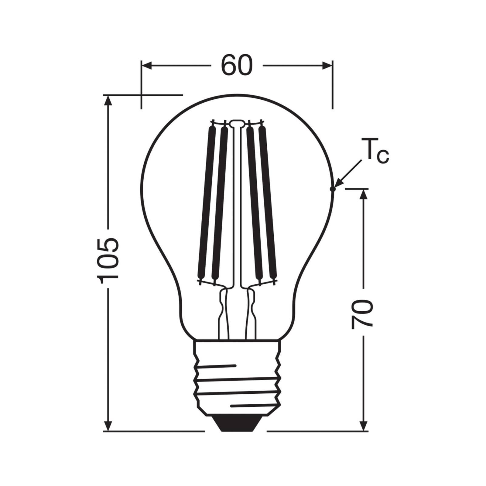 OSRAM LED glødepære E27 2,2W glødetråd 4000K 470lm 2-pk