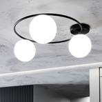 Sopra ceiling light, opal white/black, glass, E14