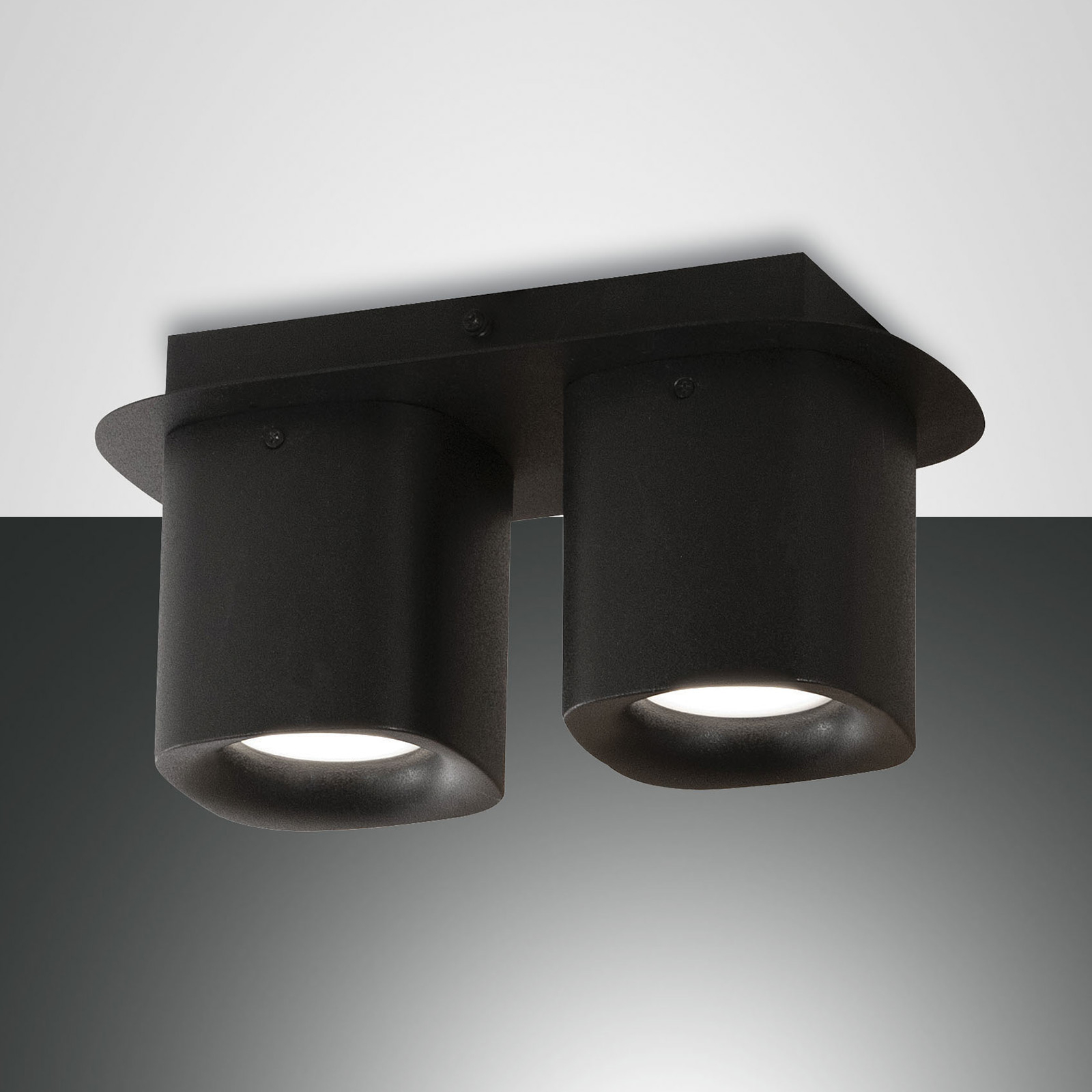 Fabas Luce Smooth ceiling light, two-bulb, black, for Living / Dining Room, aluminium, GU10, 10 W, energy efficiency: A++, L: 25.5 cm, W: 13 cm, H: 12 cm