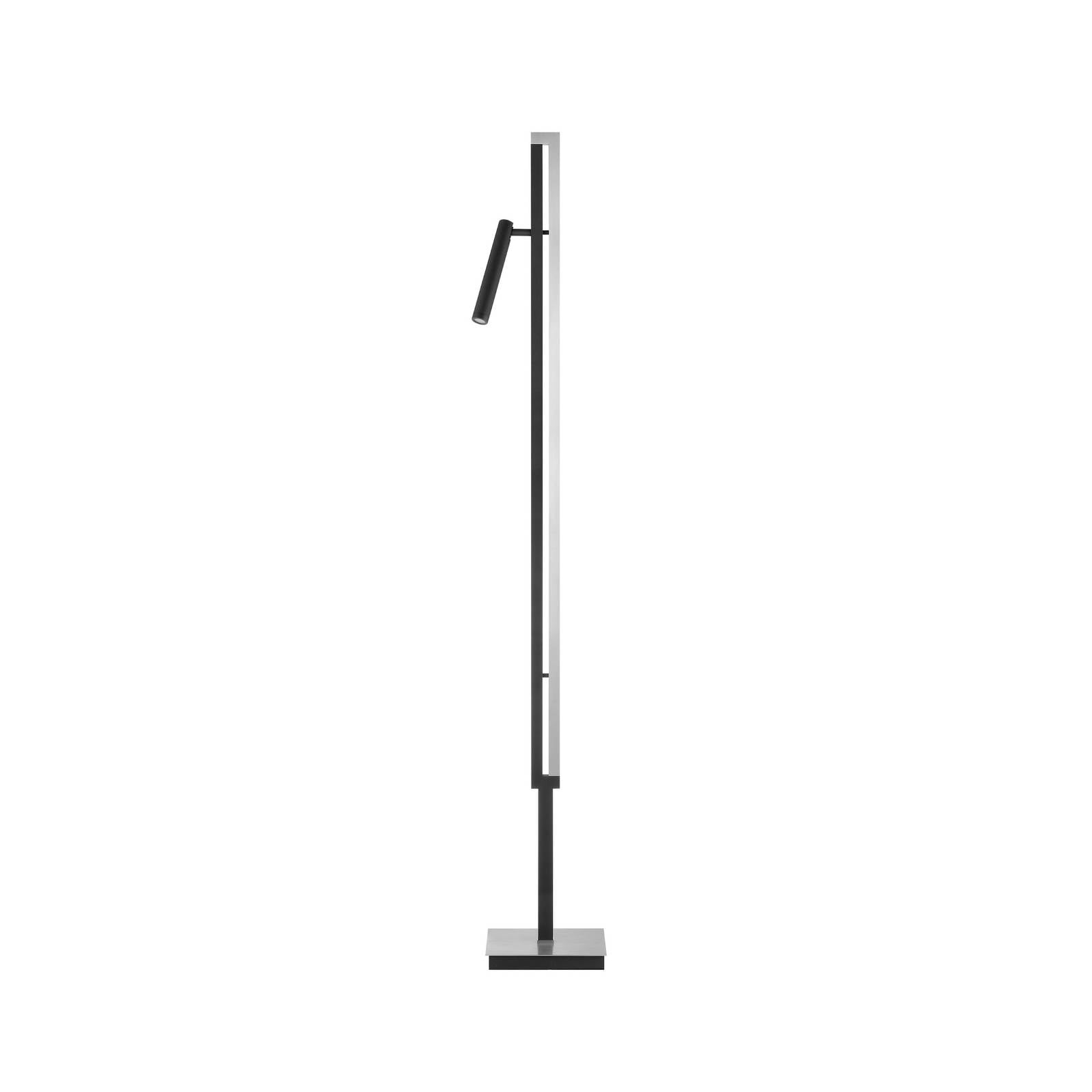 LED-Stehlampe Pulse, schwarz, Höhe 150 cm, Metall, Leselicht