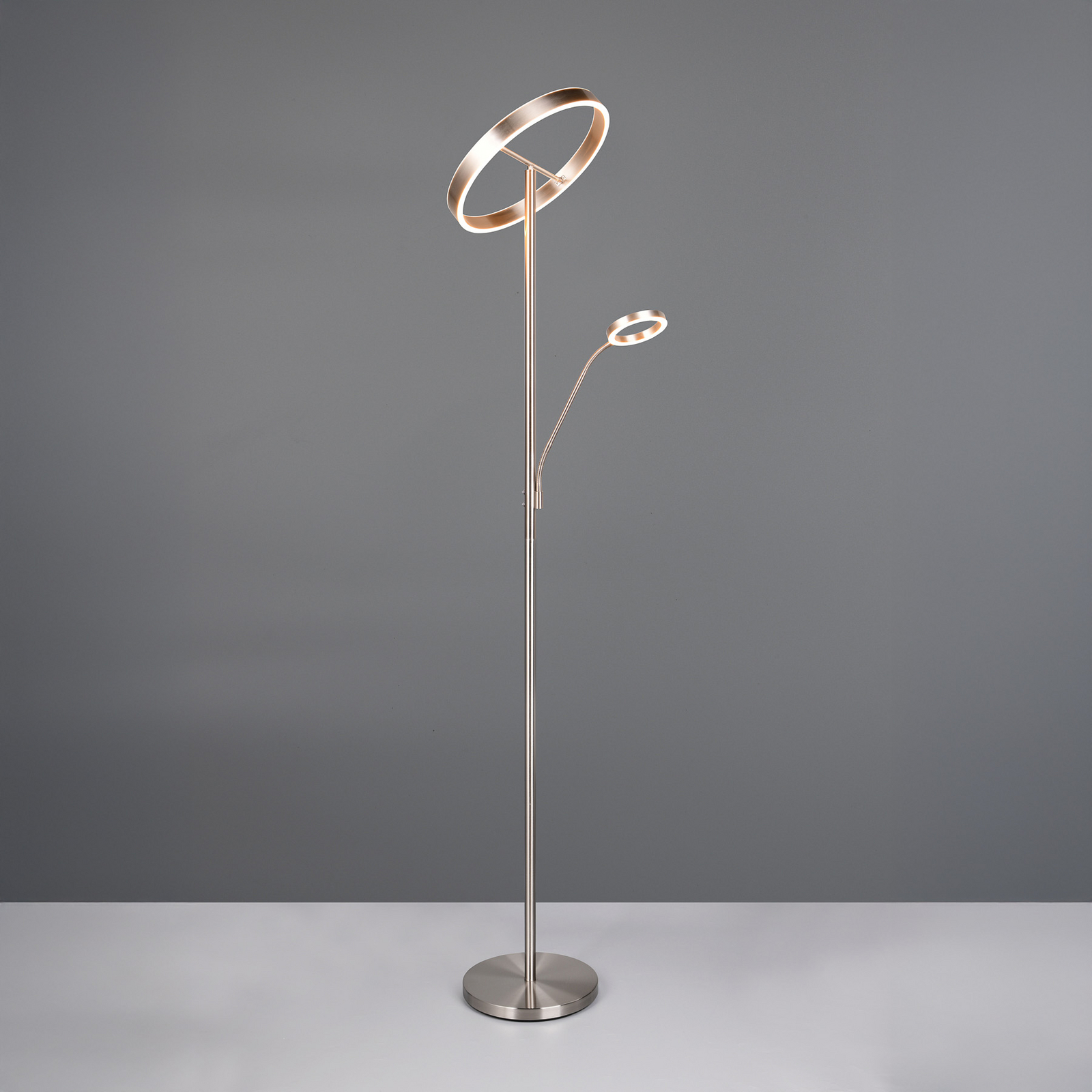 Lampadar LED Willis, nichel, înălțime 180 cm, metal CCT dimabil