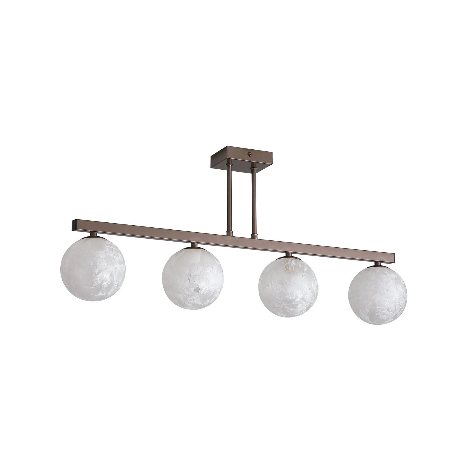 Deckenleuchte Frosty, 4-fl. lang, bronze, Glas gefrostet, G9