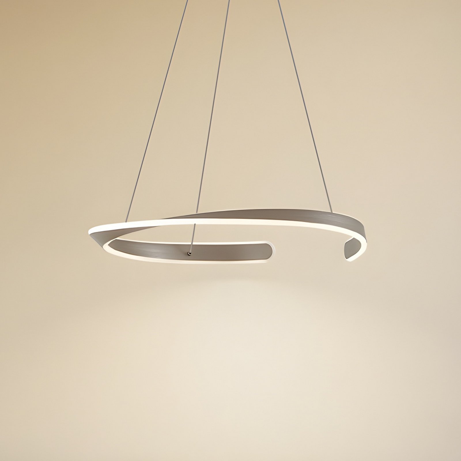 Lucande LED-Hängeleuchte Eloura, silber, Ø58cm, Metall, CCT