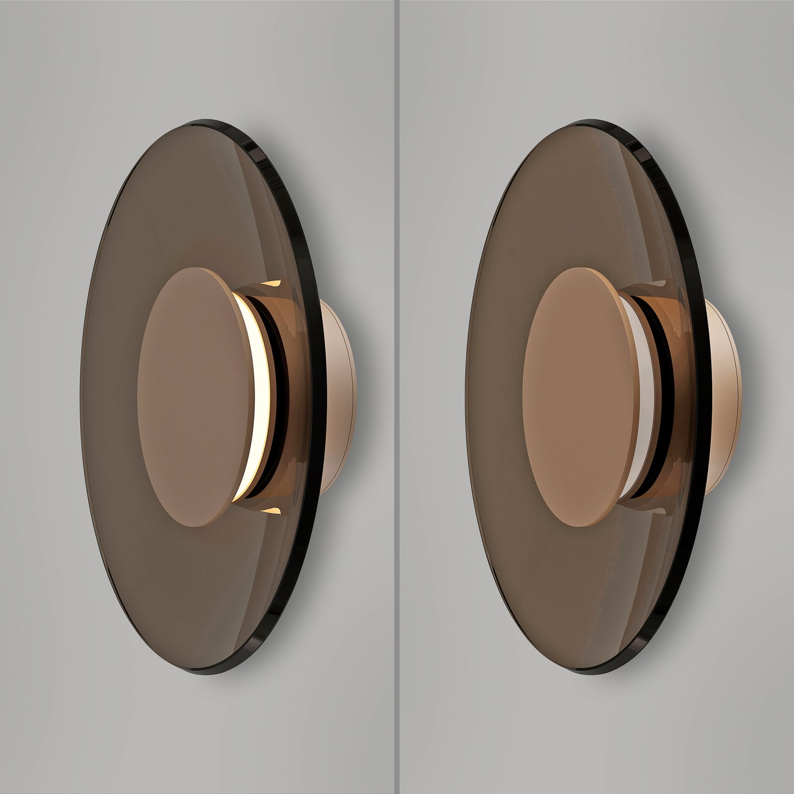 Moon LED-Wandlampe, bronce, Ø32cm, Amberglas (dunkel) - PURE Moon LED-Wandlampe, bronce, Ø32cm, Amberglas (dunkel) - PURE