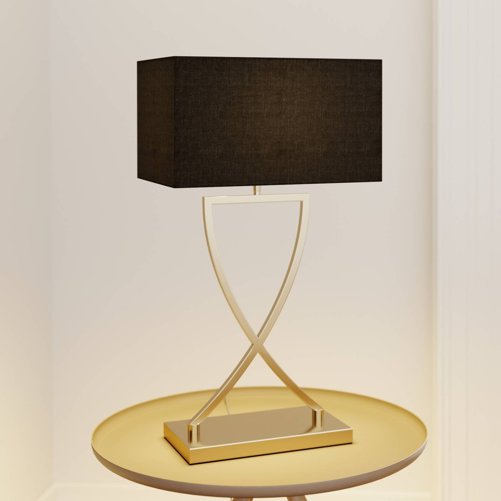 Photos - Desk Lamp Lucande Evaine Table light Brass Black Shade 