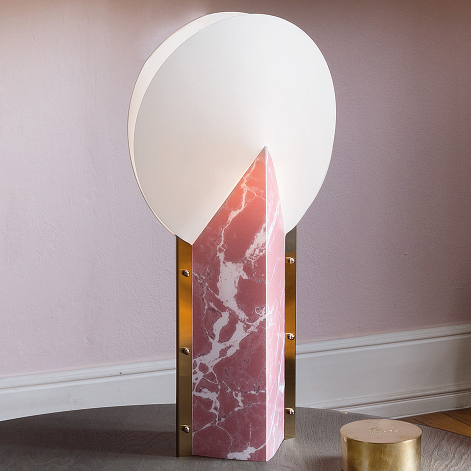 Slamp Moon 25th Anniversary table lamp magenta, for Living / Dining Room, aluminium, Opalflex®, E27, 10 W, energy efficiency: A++, L: 30 cm, W: 14 cm, H: 57 cm