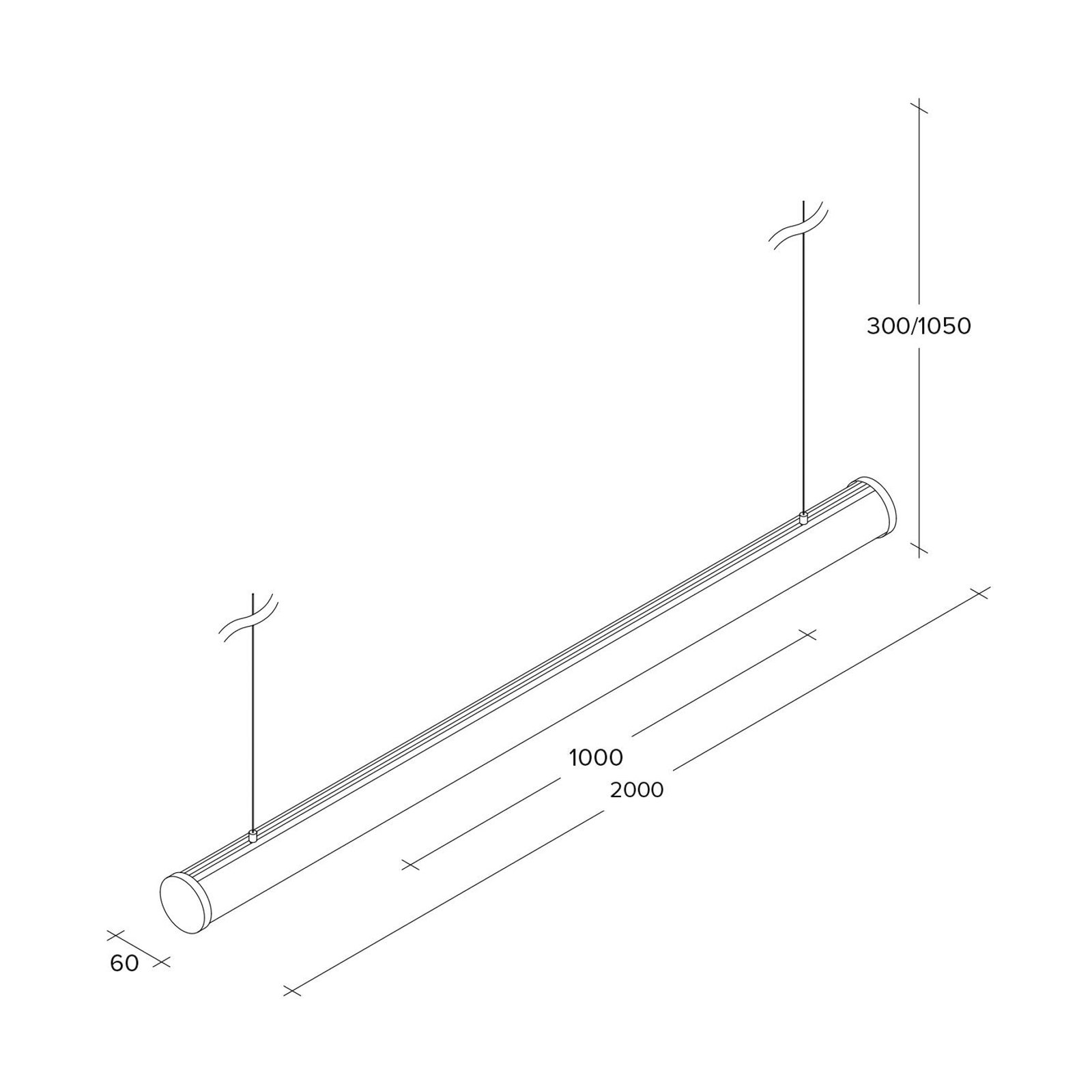 Pirgos LED rippvalgusti, 100 cm pikk, mittehämarduv, valge