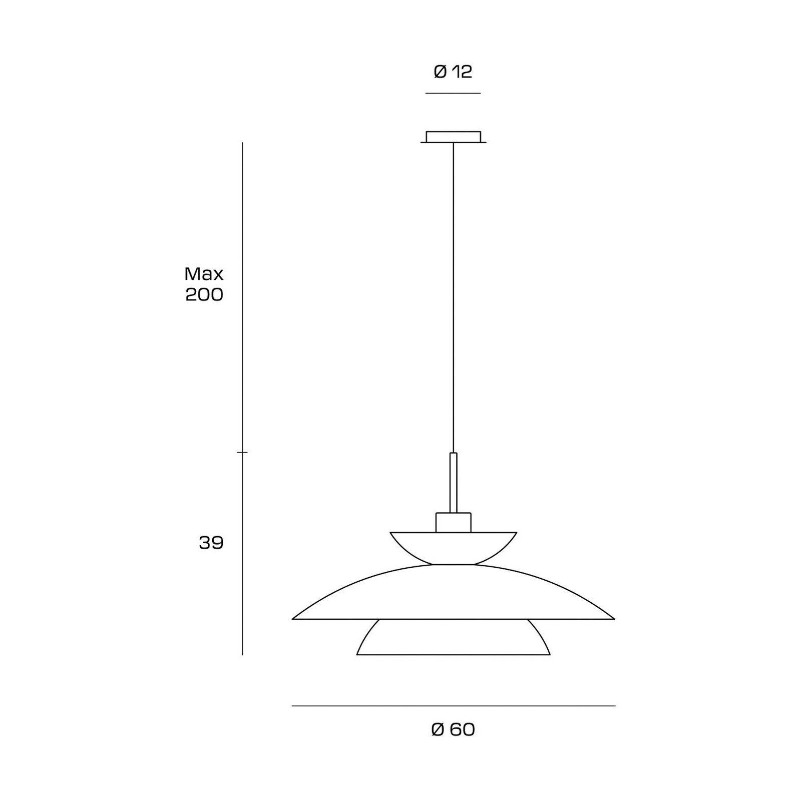 Kloé rippvalgusti, tuvi hall, Ø 60 cm, metall