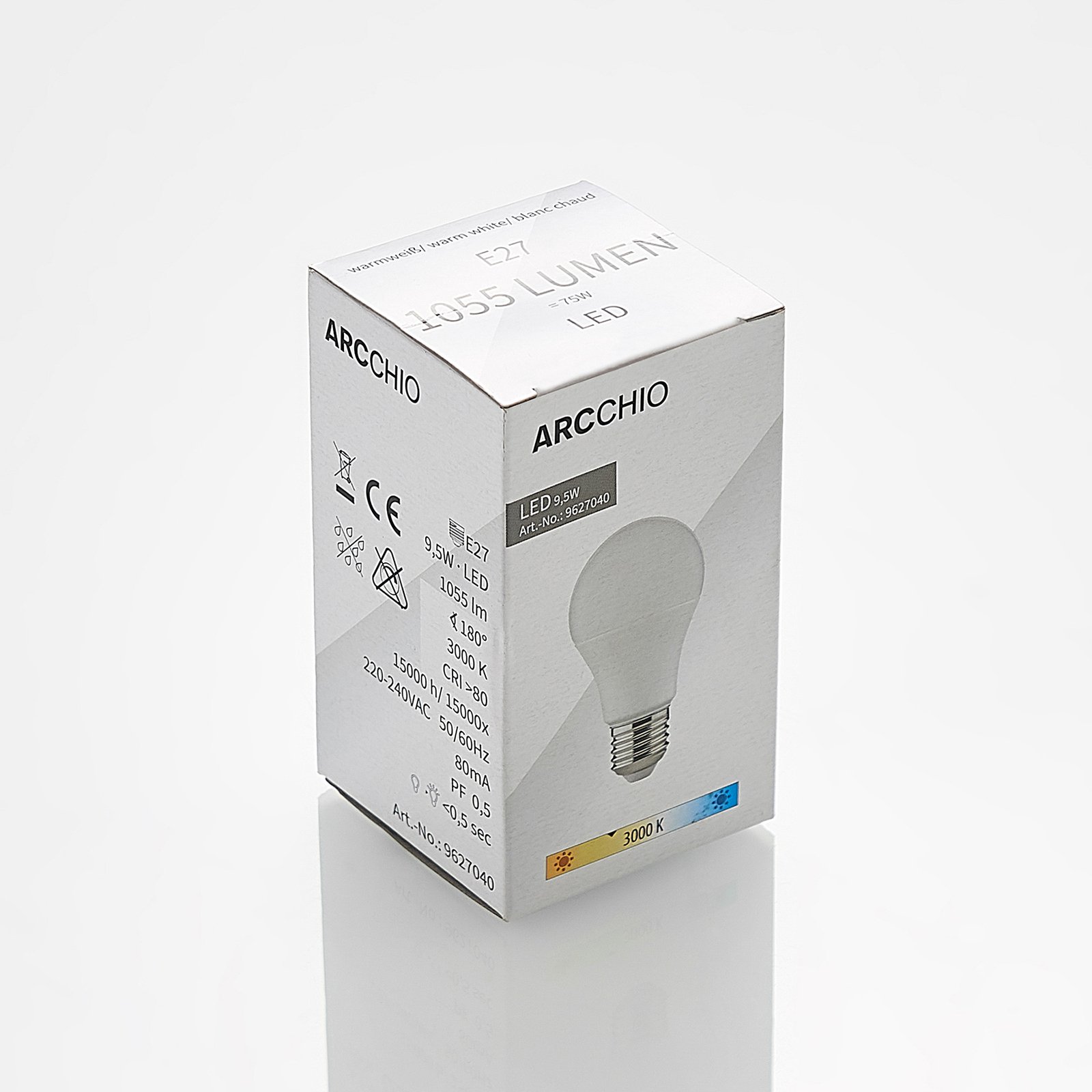 Lâmpada LED 9,5W (1055lm) 3000K E27 - Arcchio
