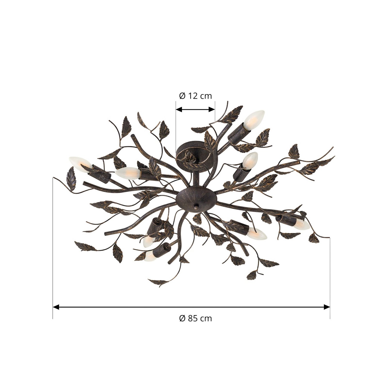 Yos 8 Ceiling Lamp Black-Gold - Lindby