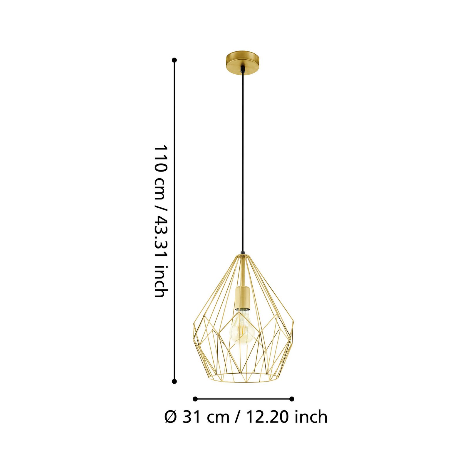 Hängeleuchte Carlton mit Käfigschirm, gold Ø 31cm Hängeleuchte Carlton mit Käfigschirm, gold Ø 31cm
