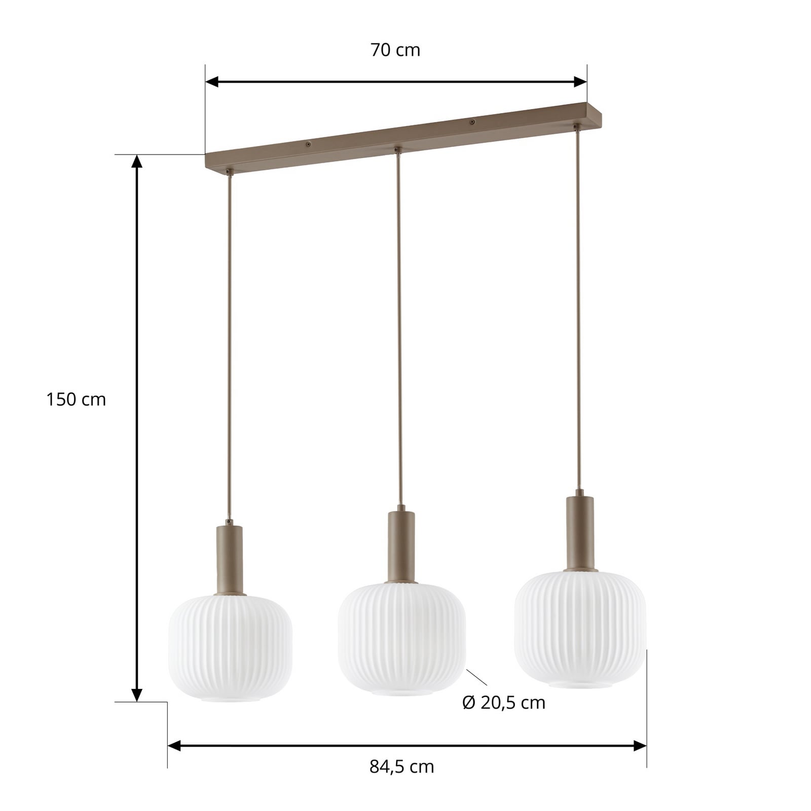 Závěsné světlo NOLA Evey, délka 80 cm, 3ramenné, bílé/béžové, sklo Závěsné světlo NOLA Evey, délka 80 cm, 3ramenné, bílé/béžové, sklo