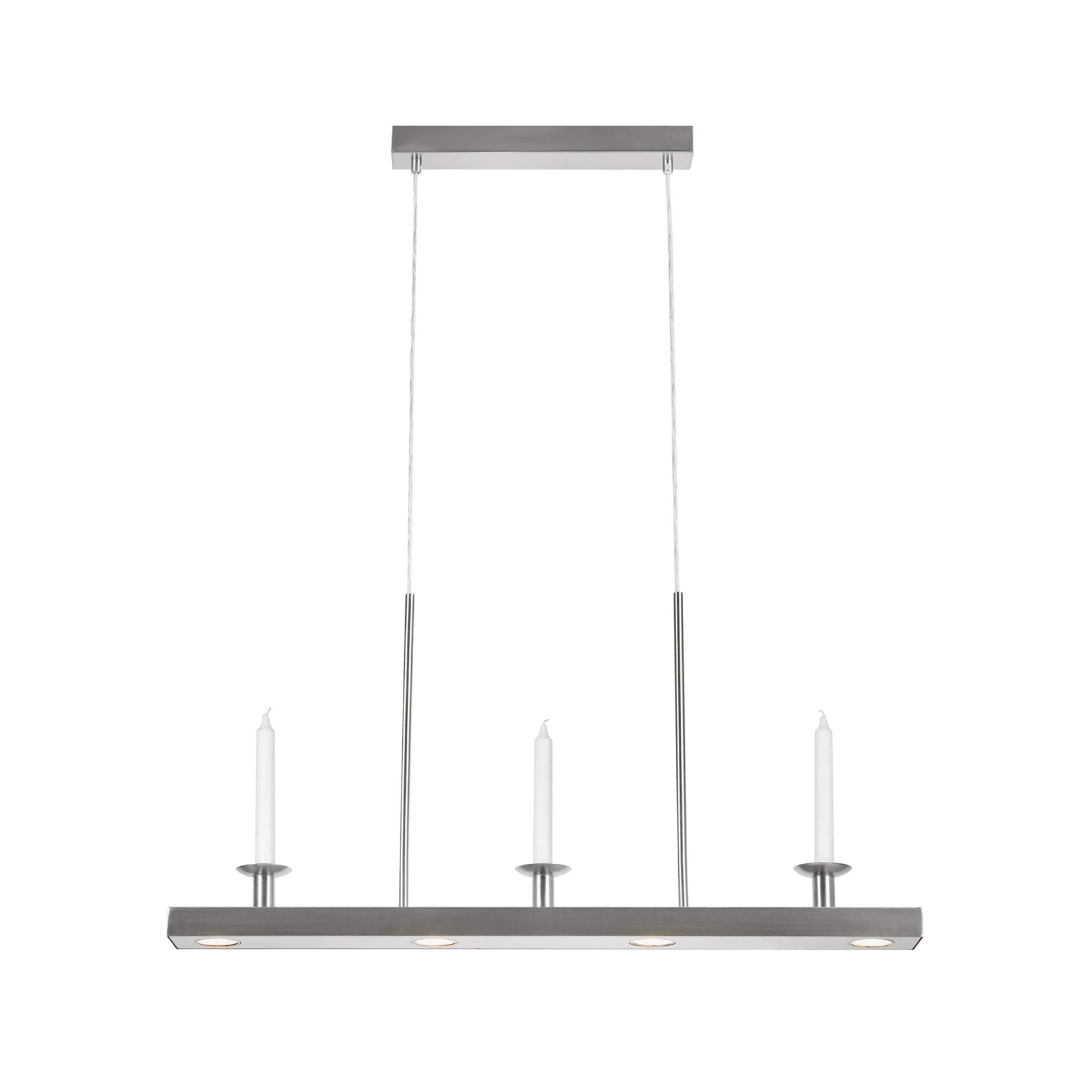 Lámpara colgante LED para comedor, níquel, hierro, longitud 82 cm, atenuable -