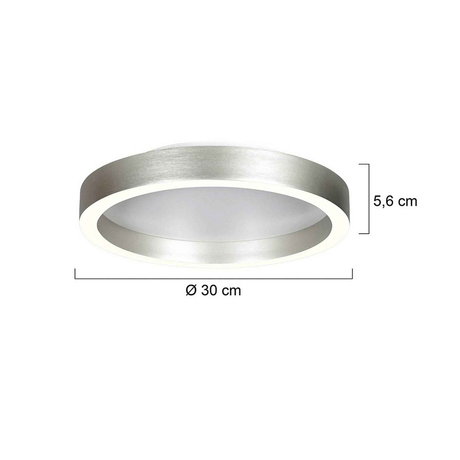 LED-Deckenlampe Ringlux stahlgrau, Ø 30 cm, Metall, 2.700 K günstig online kaufen