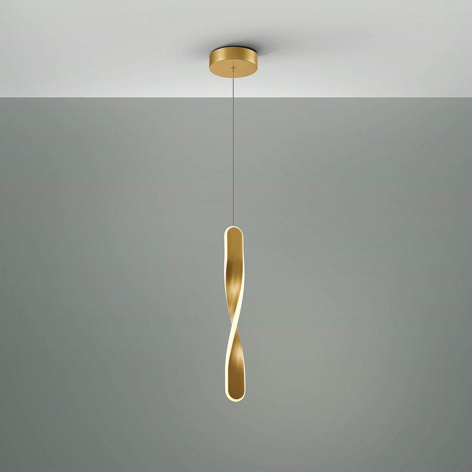 LED piekaramais gaismeklis Twist, 1 gaisma, zelta krāsā, metāls
