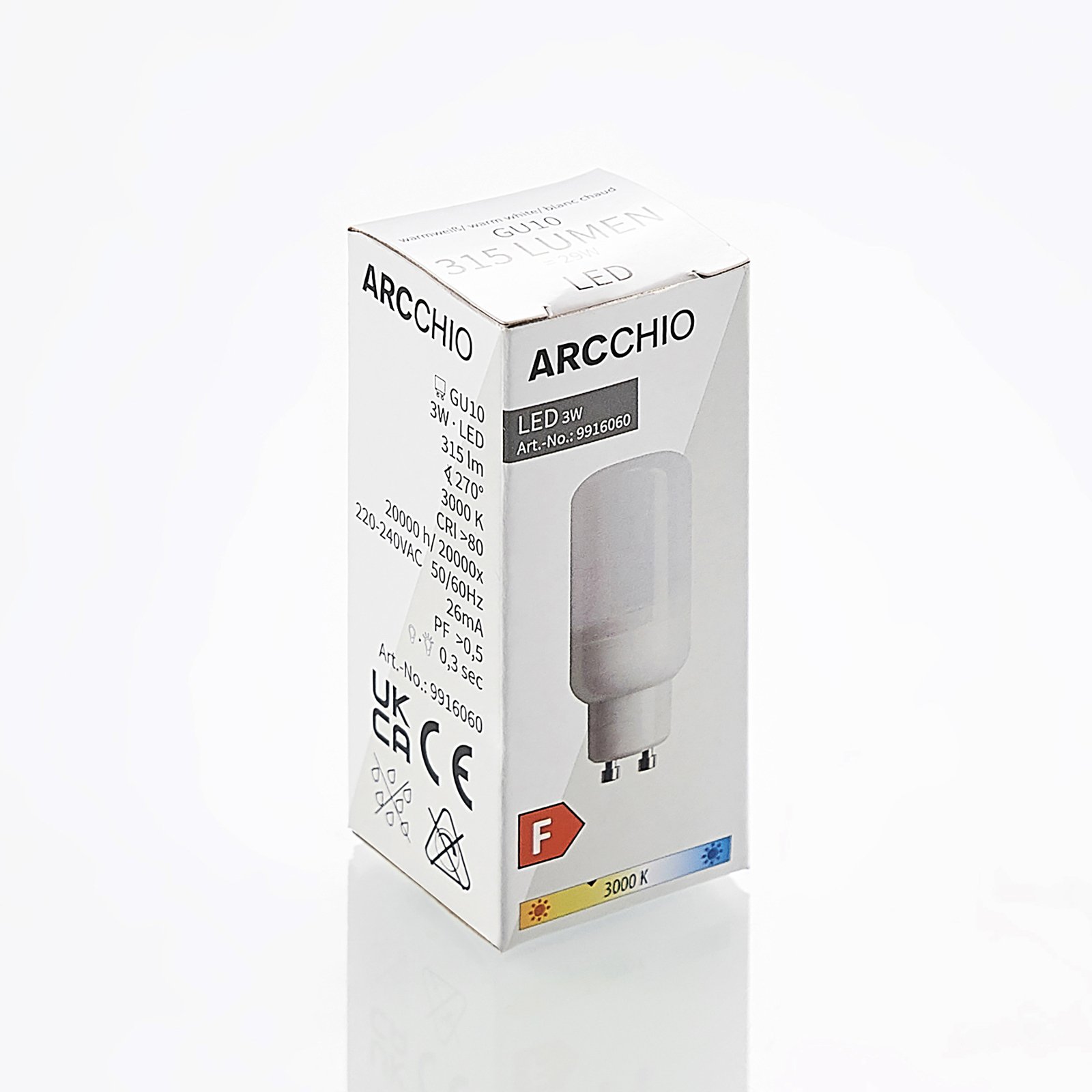 Conjunto de 2 lâmpadas tubulares LED Arcchio GU10 3W 3.000K