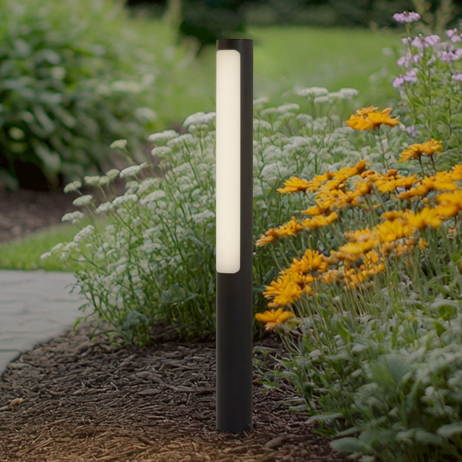 Lucande LED path light Tuberia, anthracite, metal, 80 cm