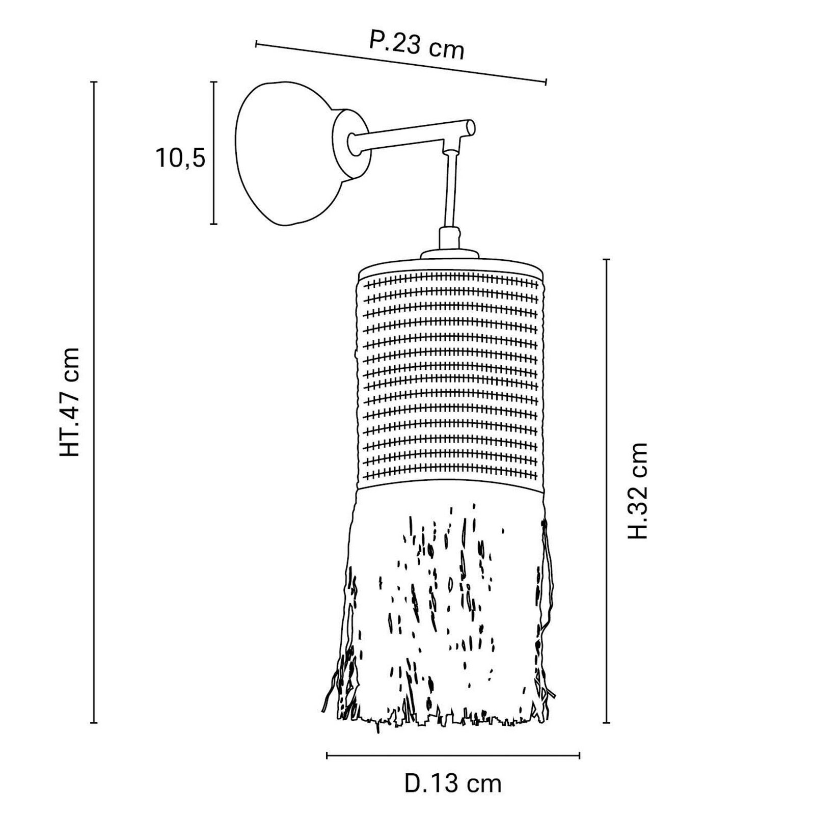 Formentera Wandlampe braun Höhe 47cm Fasern - MARKET SET Formentera Wandlampe braun Höhe 47cm Fasern - MARKET SET
