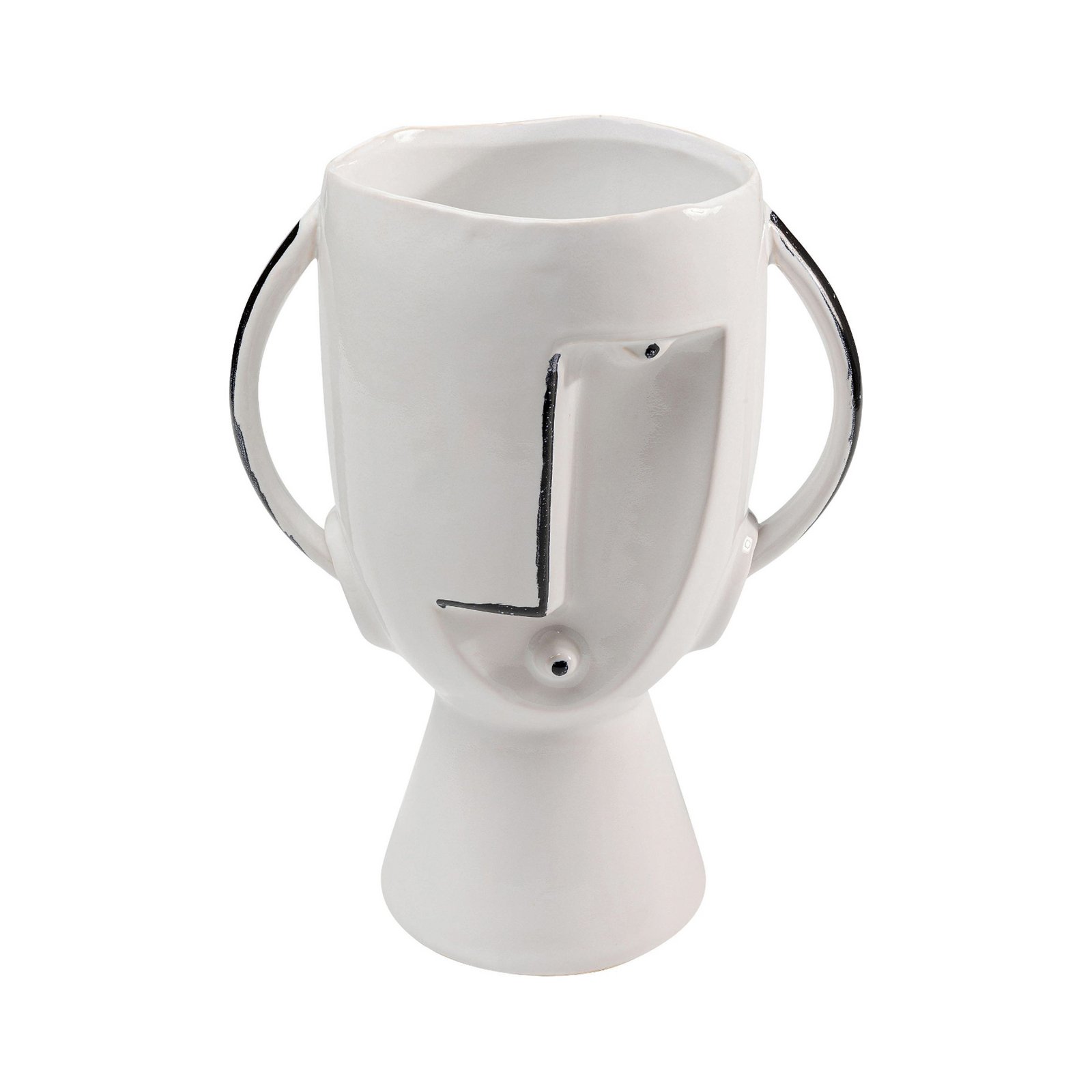 KARE Vaso Face Pot, altura 30 cm, grés esmaltado, pintado