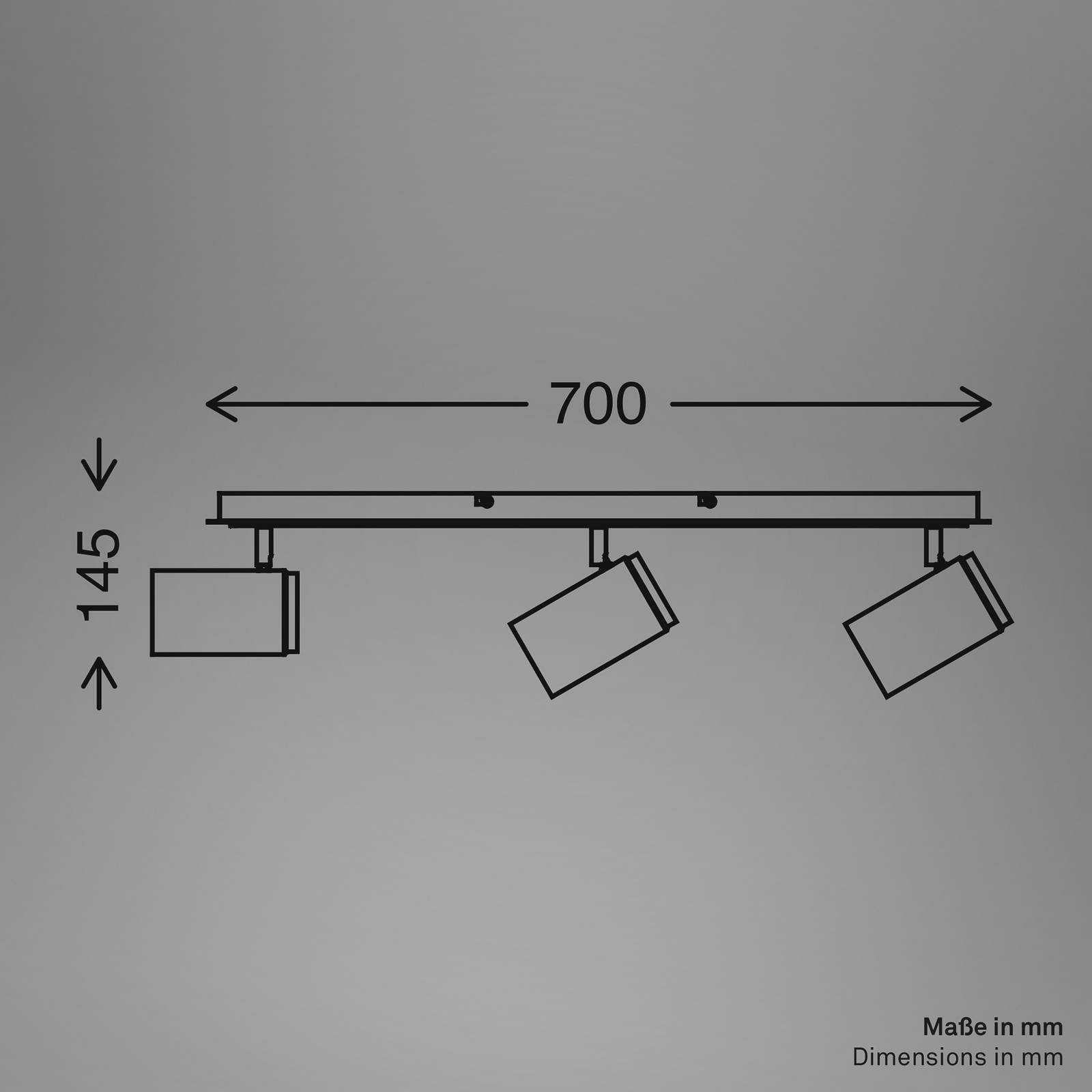Reflektor sufitowy Duta, długość 70 cm, czarny/kolor drewna, 3-punktowa.