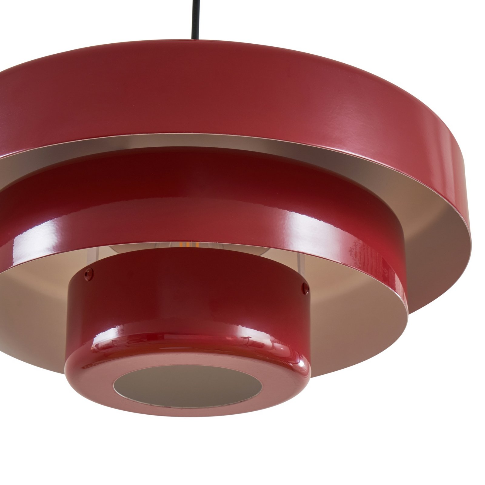 Lindby piekaramā lampa Tivra, sarkana, Ø 35 cm, metāls, E27