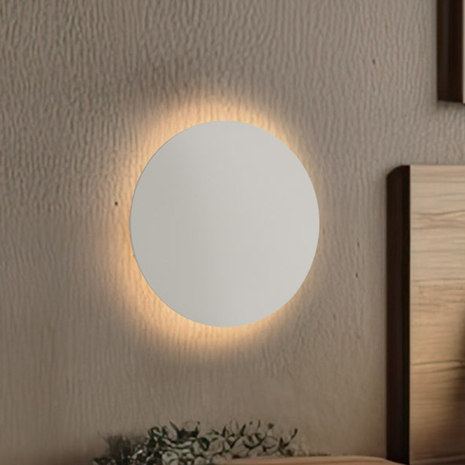 Luna wall light, beige, indirect light, Ø 30 cm, steel