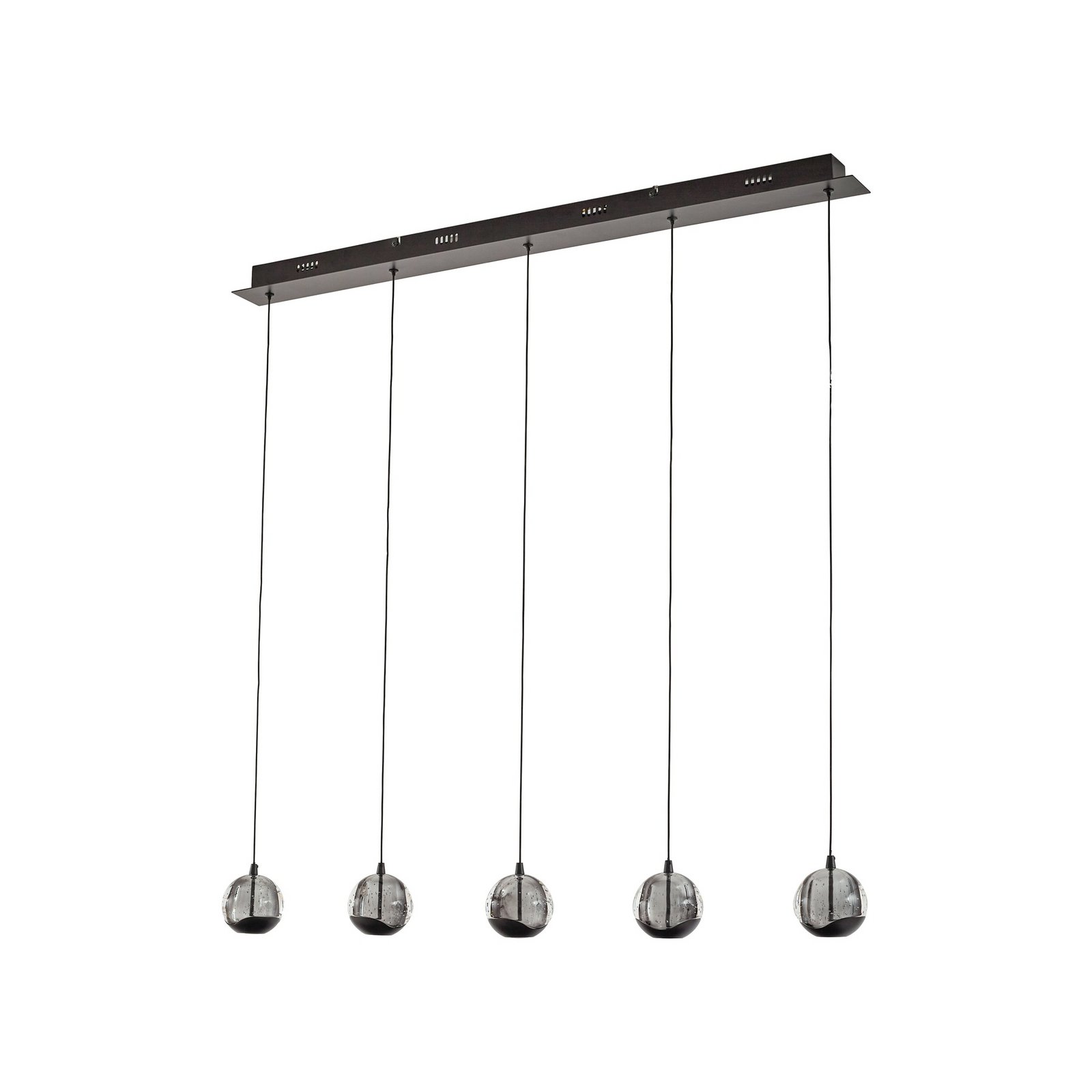 Lucande LED hanging light Hayley, black, 5-bulb, elongated