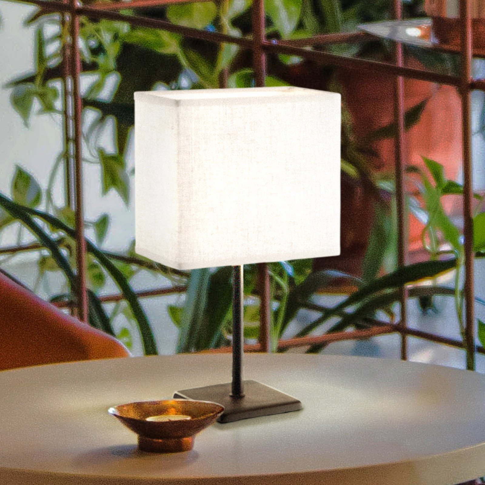FH Lighting Lampă de masă Lela alb/negru 30 cm material textil din in - Camera de zi / sufragerie - modern - alb negru - Metal