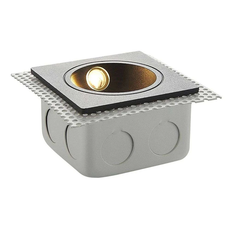 Lucande LED-vägginbyggnadslampa Pordis, IP65, kantig